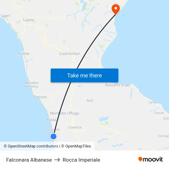 Falconara Albanese to Rocca Imperiale map