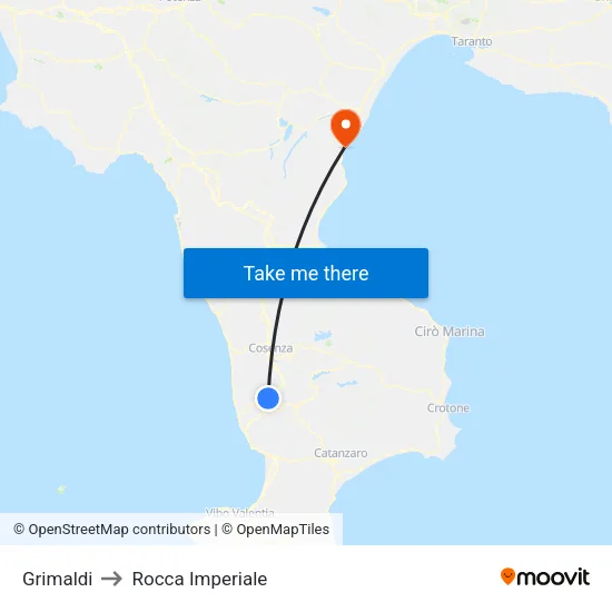 Grimaldi to Rocca Imperiale map