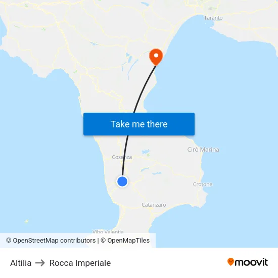 Altilia to Rocca Imperiale map