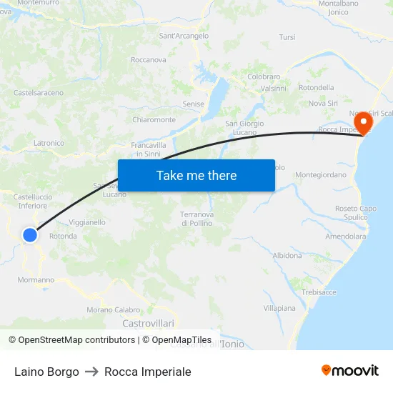 Laino Borgo to Rocca Imperiale map