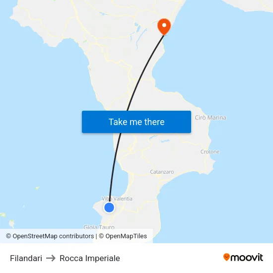 Filandari to Rocca Imperiale map