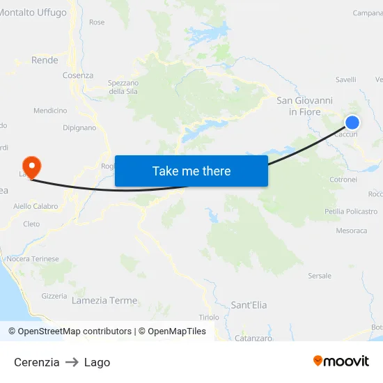 Cerenzia to Lake map