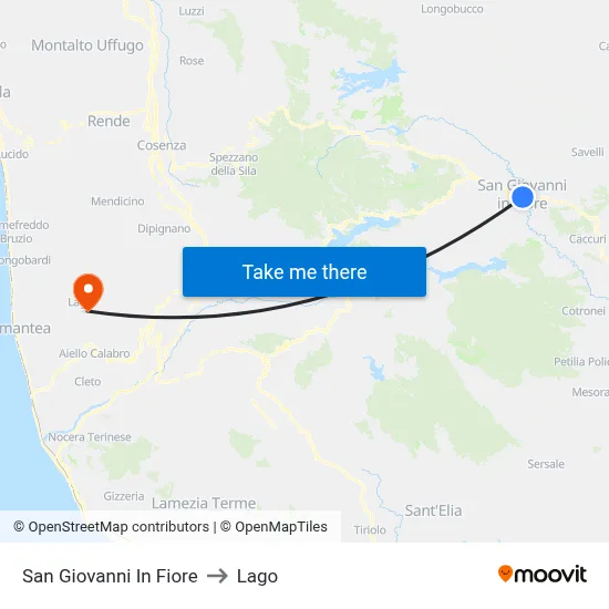 San Giovanni In Fiore to Lago map
