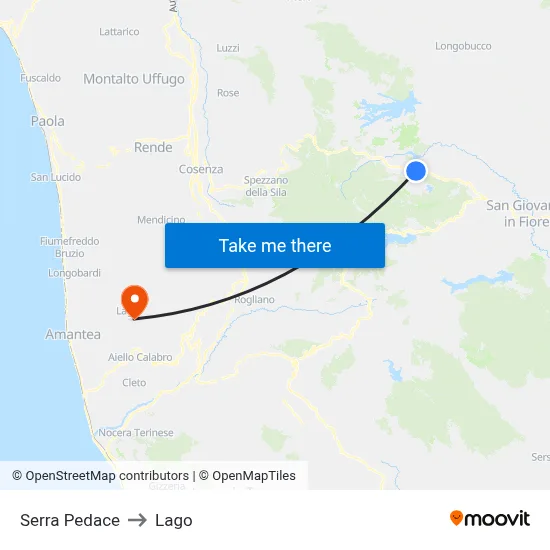 Serra Pedace to Lake map