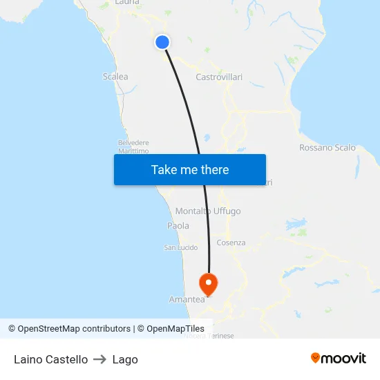 Laino Castello to Lake map