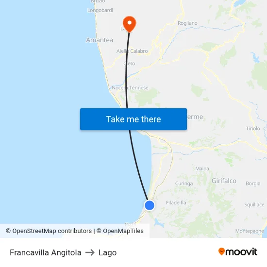 Francavilla Angitola to Lago map