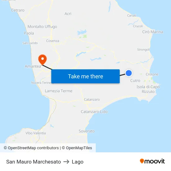 San Mauro Marchesato to Lago map