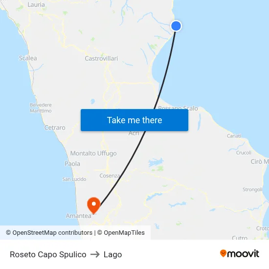 Roseto Capo Spulico to Lago map
