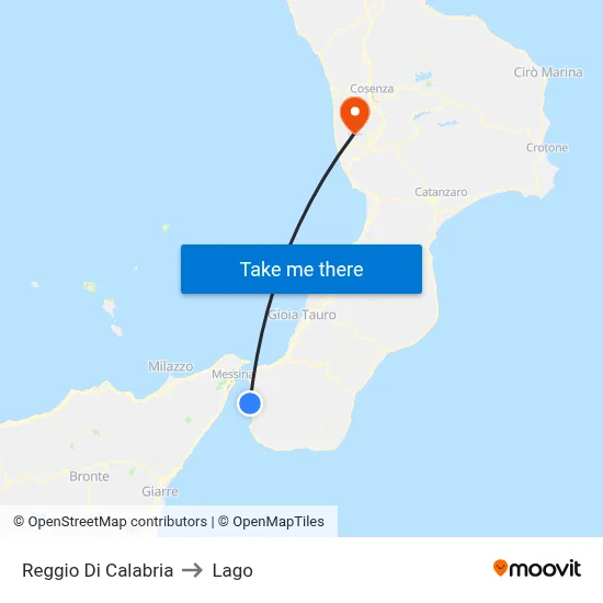 Reggio Di Calabria to Lago map