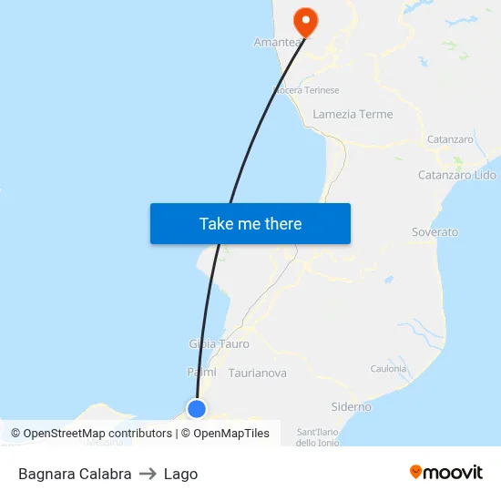 Bagnara Calabra to Lago map