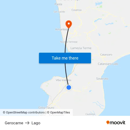 Gerocarne to Lake map