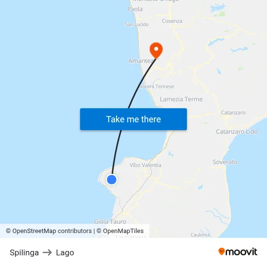 Spilinga to Lake map