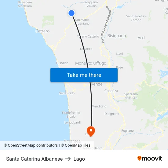 Santa Caterina Albanese to Lake map