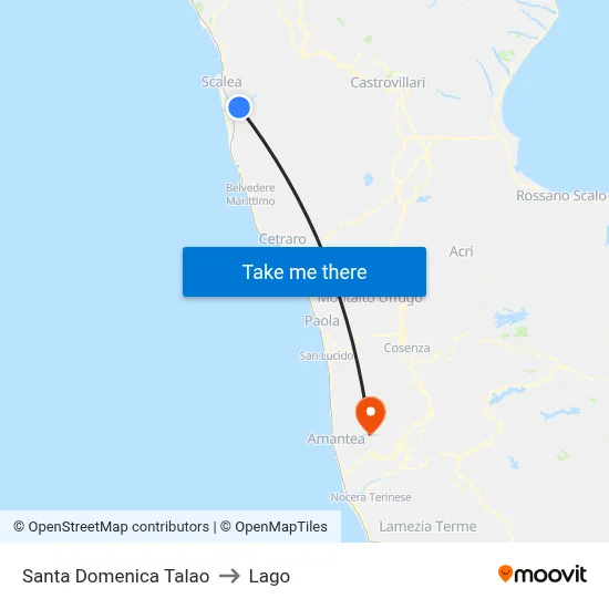 Santa Domenica Talao to Lago map