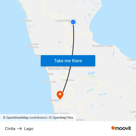 Civita to Lago map
