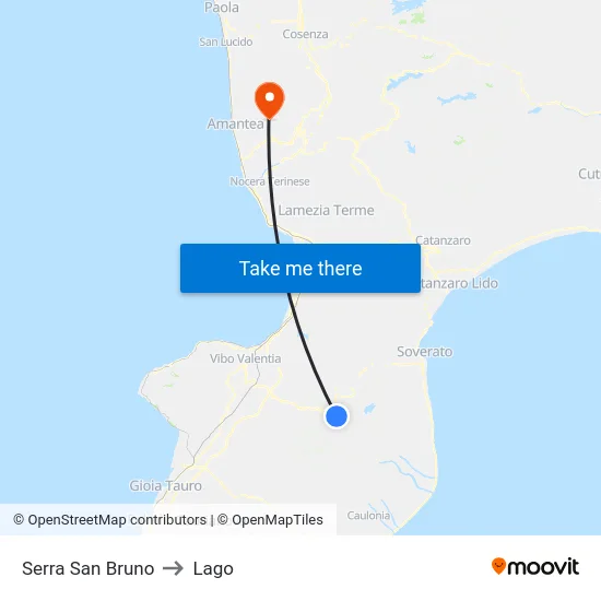 Serra San Bruno to Lago map