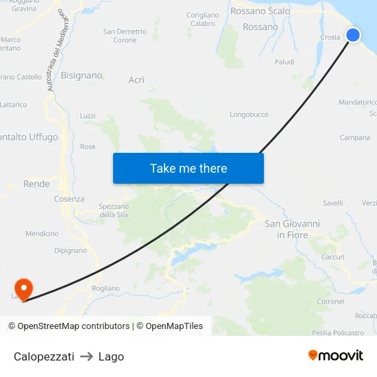 Calopezzati to Lake map