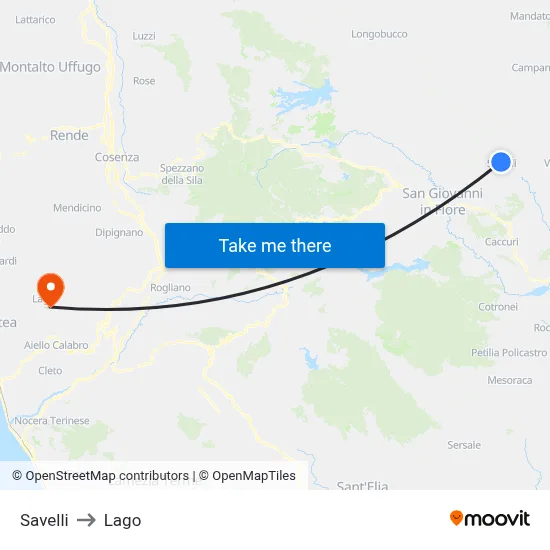 Savelli to Lago map