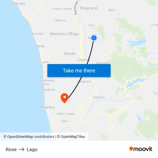 Rose to Lake map