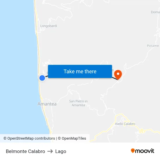 Belmonte Calabro to Lake map
