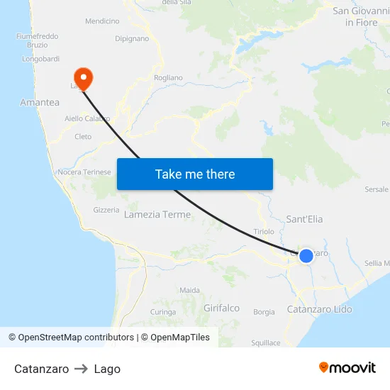 Catanzaro to Lake map