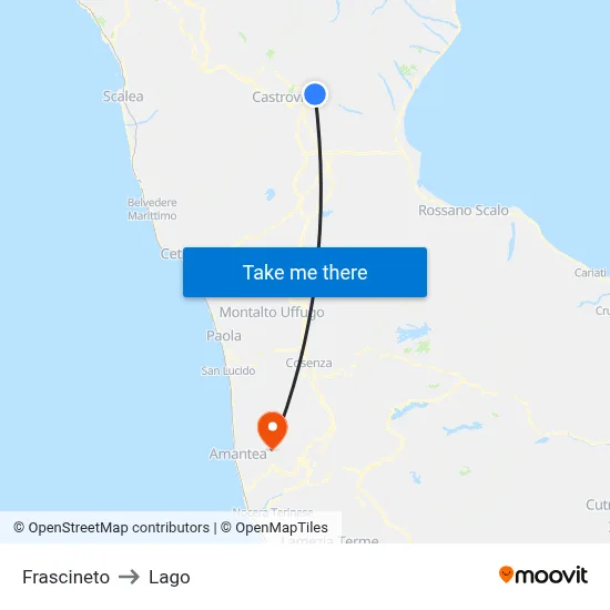 Frascineto to Lake map