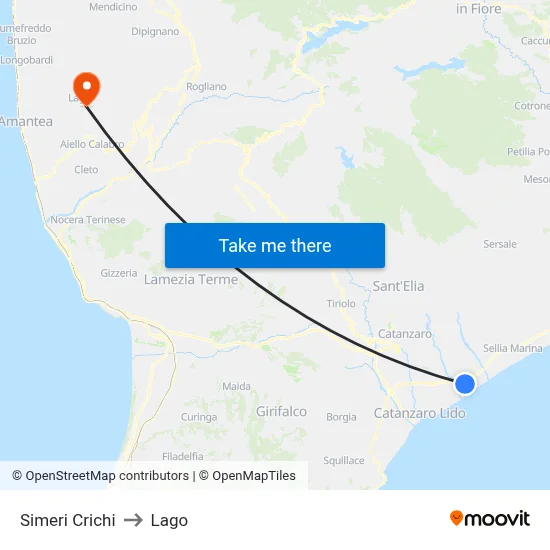 Simeri Crichi to Lago map