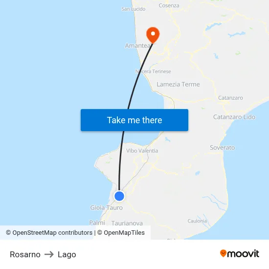 Rosarno to Lake map
