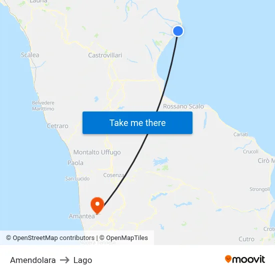 Amendolara to Lago map