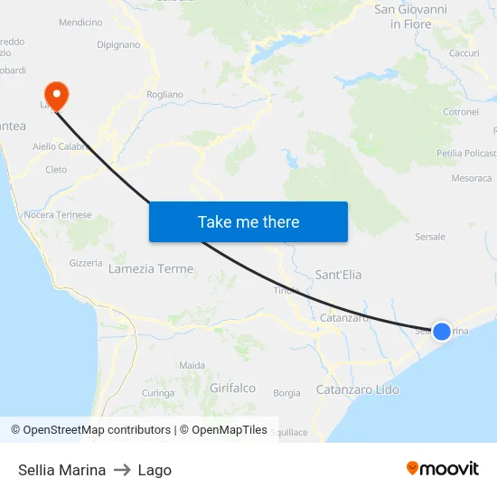 Sellia Marina to Lago map