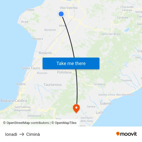 Ionadi to Ciminà map