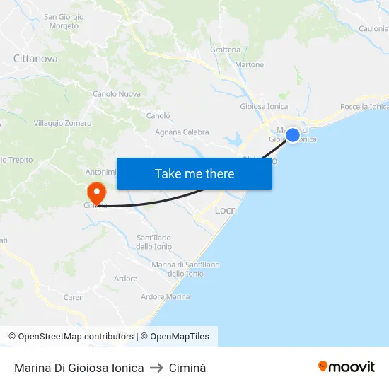 Marina Di Gioiosa Ionica to Ciminà map