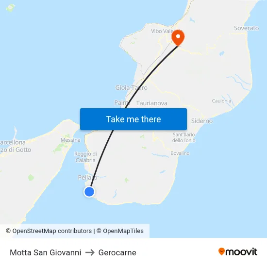 Motta San Giovanni to Gerocarne map