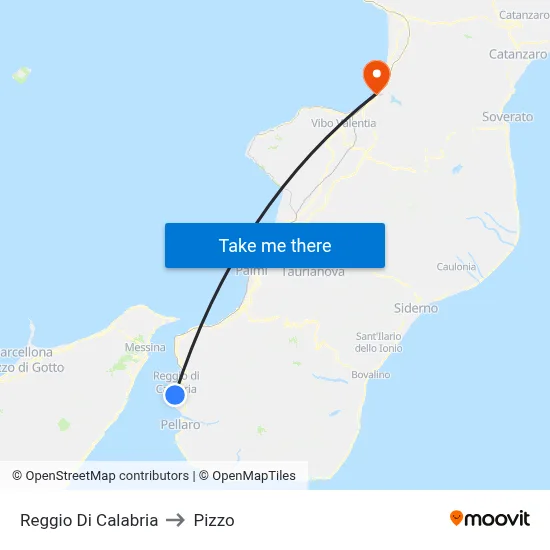 Reggio Di Calabria to Pizzo map