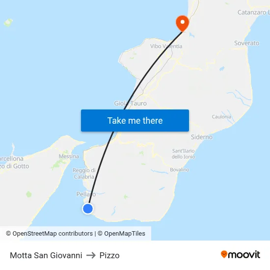 Motta San Giovanni to Pizzo map