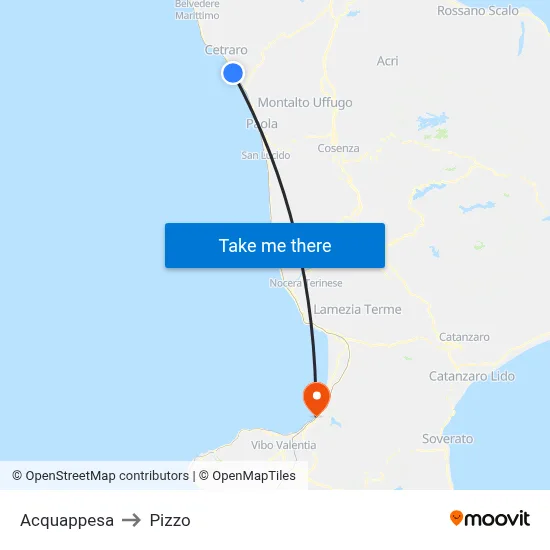 Acquappesa to Pizzo map