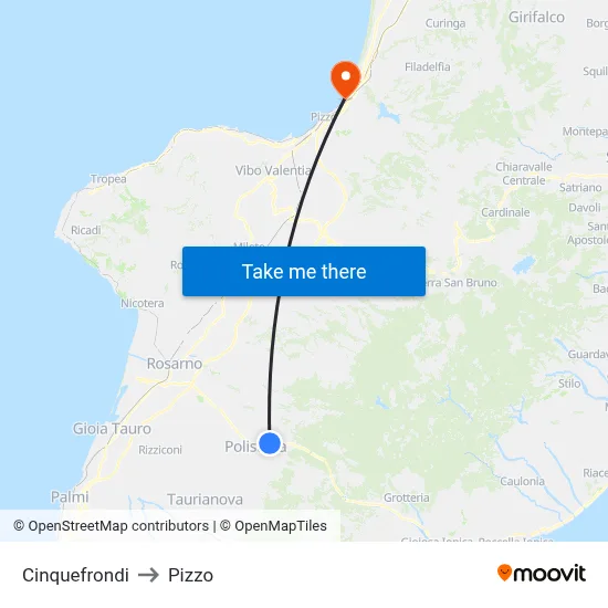 Cinquefrondi to Pizzo map
