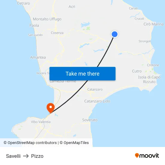 Savelli to Pizzo map