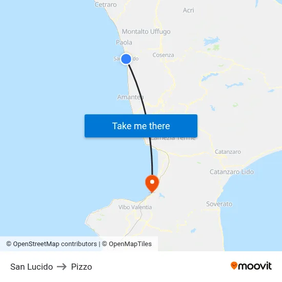 San Lucido to Pizzo map