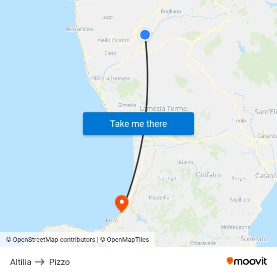 Altilia to Pizzo map