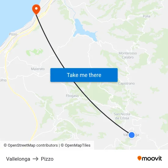 Vallelonga to Pizzo map