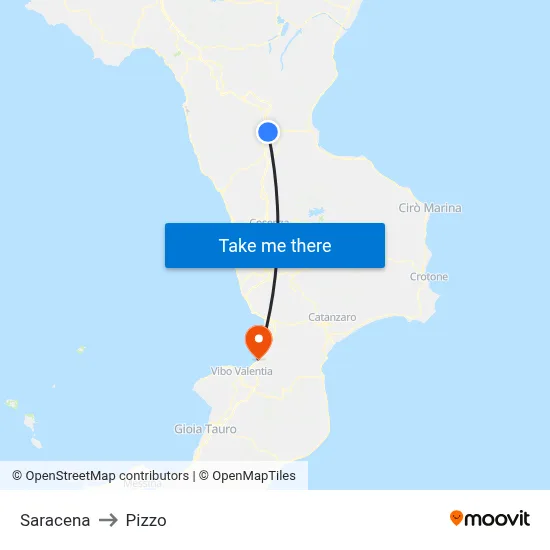Saracena to Pizzo map