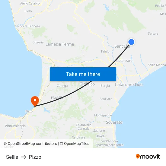 Sellia to Pizzo map