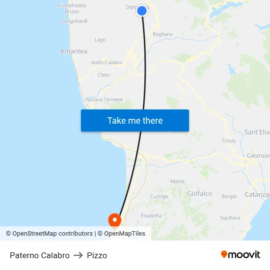 Paterno Calabro to Pizzo map