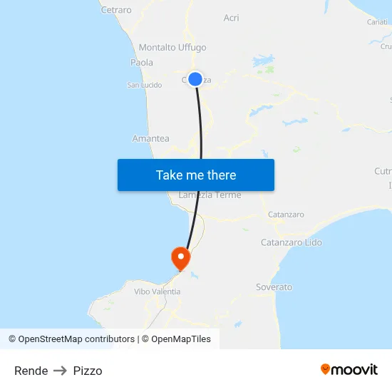 Rende to Pizzo map