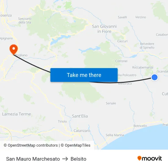 San Mauro Marchesato to Belsito map