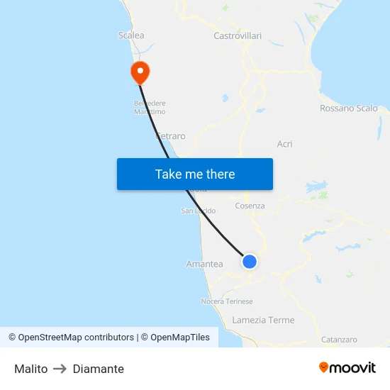 Malito to Diamante map