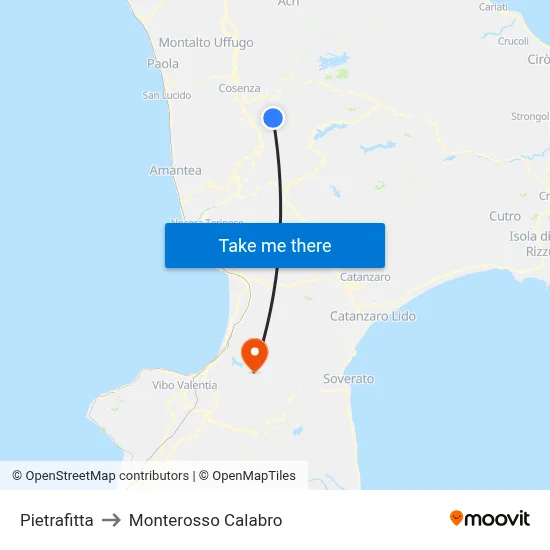 Pietrafitta to Monterosso Calabro map