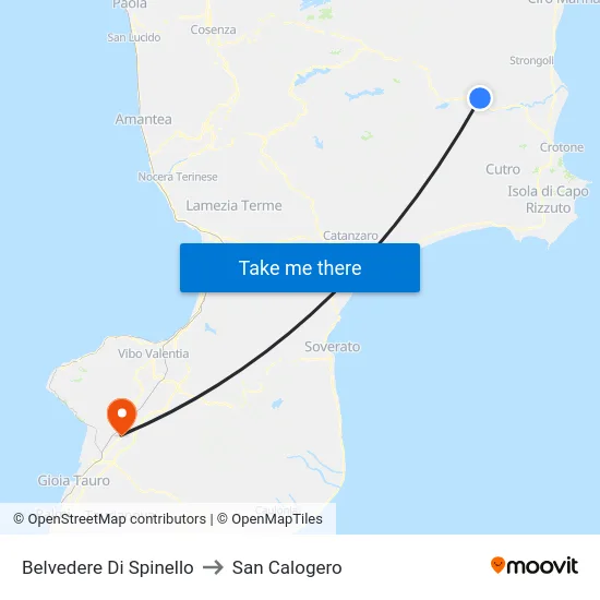 Belvedere Di Spinello to San Calogero map