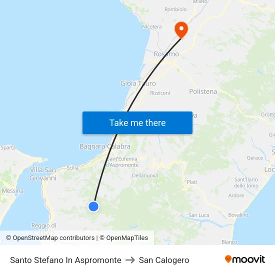 Santo Stefano In Aspromonte to San Calogero map